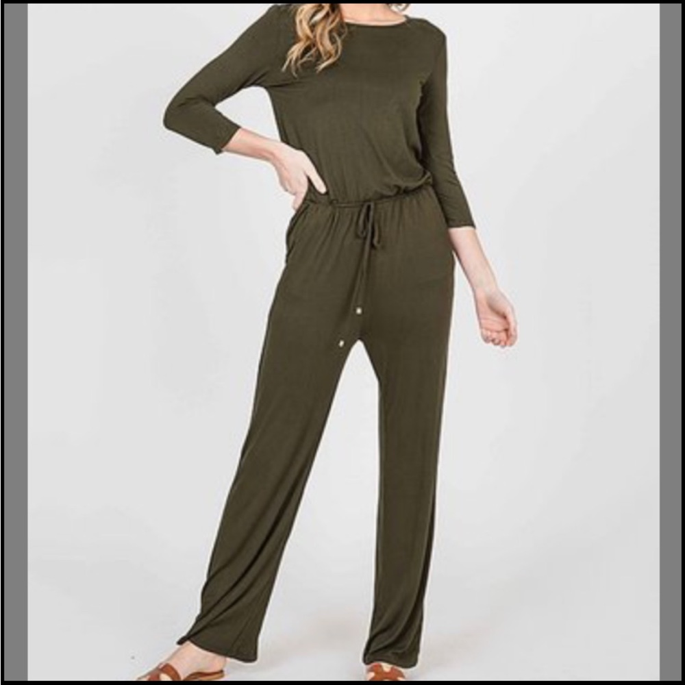 Annabelle Size Large Dark Olive Jumpsuit